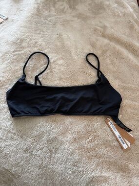 NWT SKIMS Square Neck Scoop Top Swim Obsidian